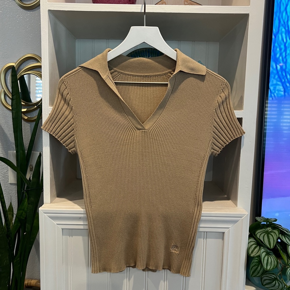 Burberry Stretchy Ribbed Knit Top (Excellent Condition)